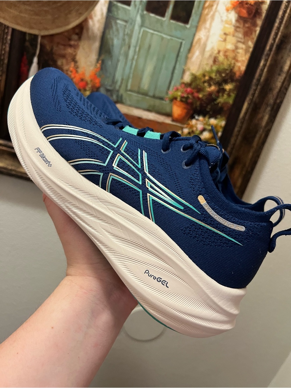 Asics Gel Nimbus 26 Blue Running Shoes - Picture 8 of 14